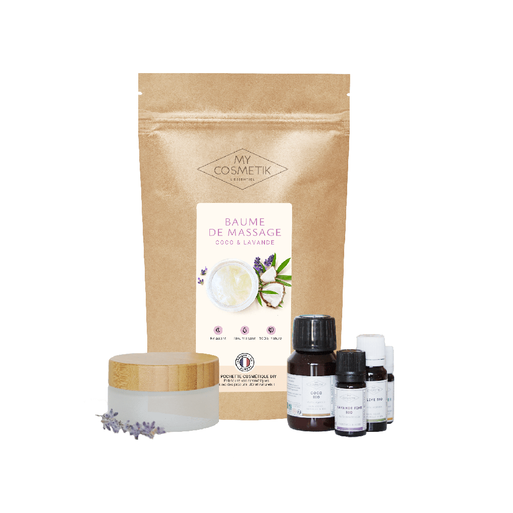 DIY-cosmeticazakje - Recept voor ontspannende massagebalsem met lavendel en kokosolie